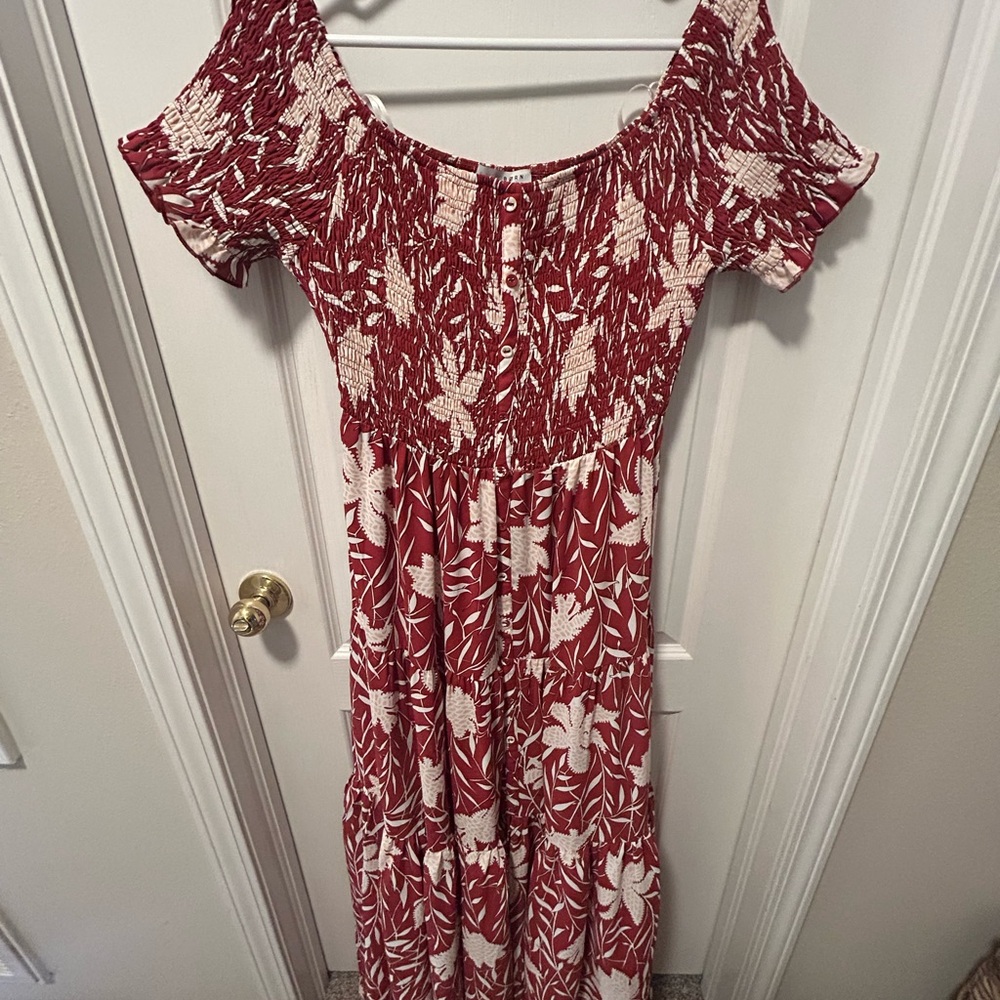 Red and White Floral Maxi Dress